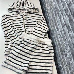 Boy's Striped‎ Hoodie and Shorts Set
